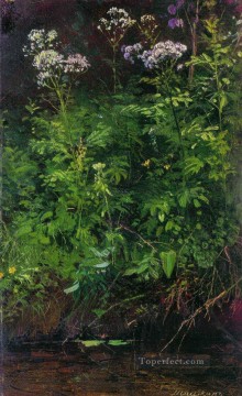 水の近くの野生の花 1890 古典的な風景 イワン・イワノビッチ庭園 Oil Paintings